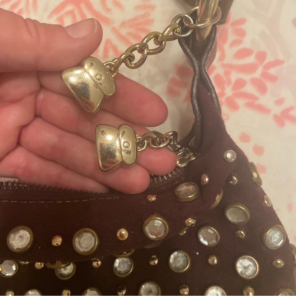 Kathy Van Zeeland Studded Chocolate Brown Shoulder Bag - Picture 7 of 10